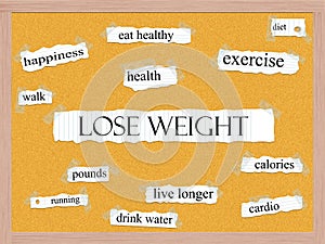 Lose Weight Corkboard Word Concept