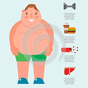 Lose weight by jogging infographic elements and health care concept flat vector illustration