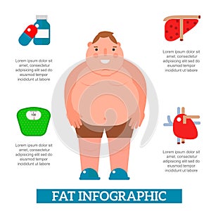 Lose weight by jogging infographic elements and health care concept flat vector illustration