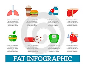 Lose weight by jogging infographic elements and health care concept flat vector illustration