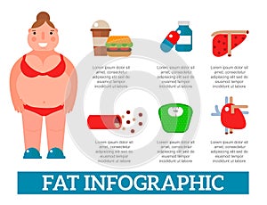 Lose weight by jogging infographic elements and health care concept flat vector illustration