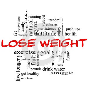 Lose Weight Word Cloud Concept in red & black