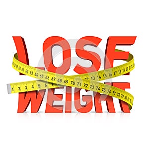 Lose weight word with measuring tape concept