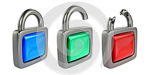 Ð¡losed, opened and hacked locks