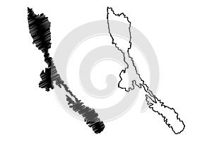 Losinj island Republic of Croatia, Dalmatian Archipielago, Adriatic Sea map vector illustration, scribble sketch LoÃÂ¡inj map photo