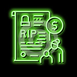 loss of breadwinner allowance neon glow icon illustration