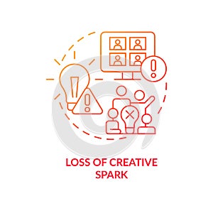 Loss of creative spark red gradient concept icon