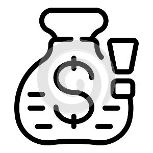 Loss data money bag icon outline vector. Computer information