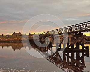 Lossiemouth beach bridge at sunset