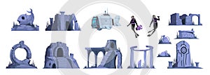 Lost Atlantis Isolated Icons Set