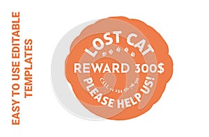 Lost cat, color sticker graphic desgin concept