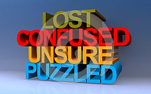lost confused unsure puzzled on blue