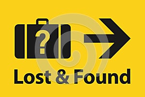 Lost and found black sign.