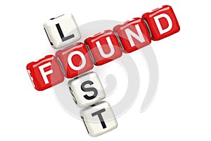 Lost and found crossword cube on a white background