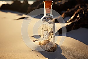 Lost and found Message bottle, a poignant symbol of hidden messages and mysteries
