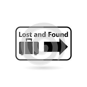 Lost and found sign on white background