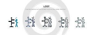 Lost icon in different style vector illustration. two colored and black lost vector icons designed in filled, outline, line and