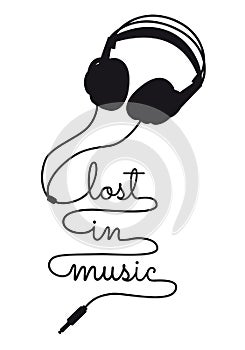 Lost in music, vector headphone