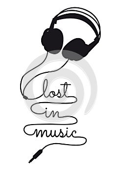 Lost in music, vector headphone photo