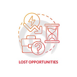 Lost opportunities red gradient concept icon