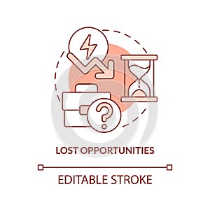 Lost opportunities terracotta concept icon