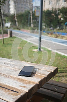 lost phone on a park bench