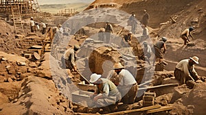 Lost Sands: Sepia-Toned Glimpse into Egypt\'s Ancient Excavation