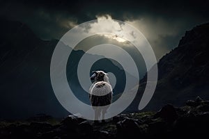 Lost Sheep at Night in Rain