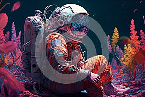 Lost in Space: An Astronaut\'s Lonely Journey Through Colorful Galaxies and Planets created with Generative AI technology