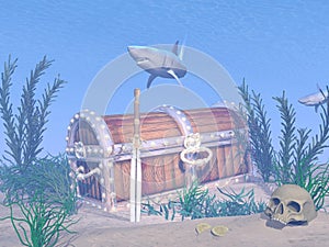 Lost treasure chest - 3D render