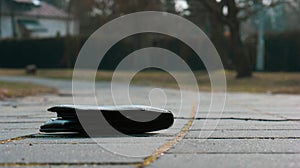 Lost wallet lying on sidewalk