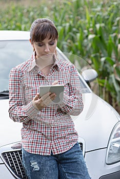 Lost woman with digital tablet