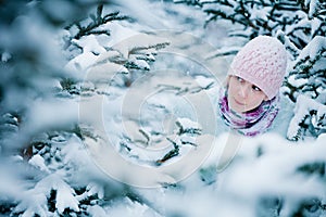 Lost Woman in Forest After Snowstorm