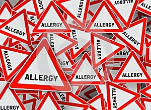 A lot of allergy triangle road sign