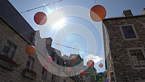 Lot of ball in Petit Champlain street Quebec city