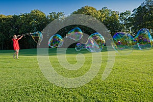 A lot of Big soap bubbles