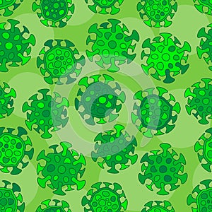 A lot of bright glowy biology cells, bacterias and virus seamless pattern