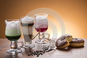 Lot of caffee lot of coffee variations on the plate