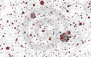 Lot of carbon atoms on white