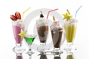 lot of cold frappes with absinth cocktail on the bright background photo