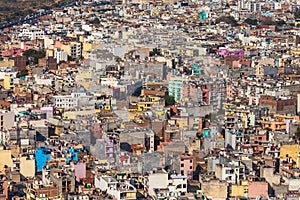 A lot of colored buildings, top view.