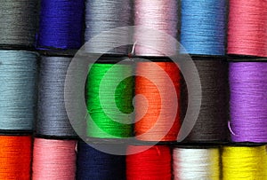 Lot of colored thread spools