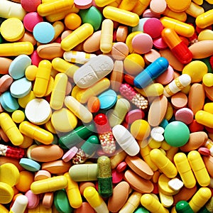 A lot of colorful medication and pills from above