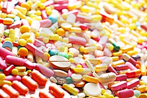 A lot of colorful medicine pills