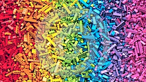 Lot of colorful rainbow toy bricks background photo