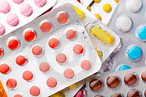 Lot of different pills close-up view