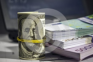 A lot of dollars and euros on the table