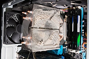 A lot of dust inside a personal computer