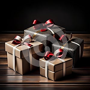 A lot of gift boxes on a dark background