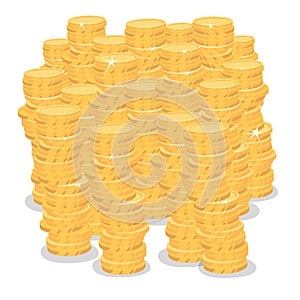 Isolate big pile of gold coins money